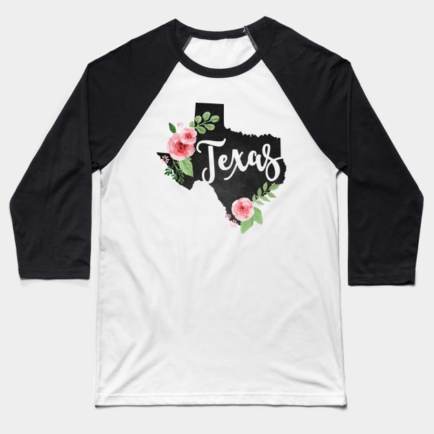 Texas Floral Chalkboard State Baseball T-Shirt by teevisionshop